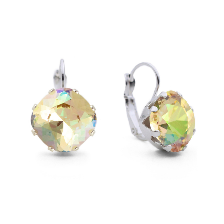 Topaz with Pink Leverback Drop Earrings