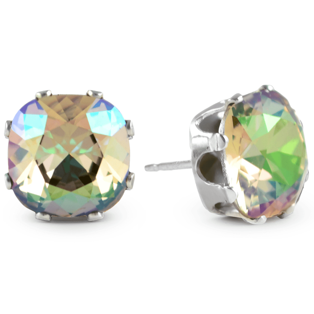 Topaz with Pink Mega Cushion Sterling Silver Stud Earrings - JoJo Loves You