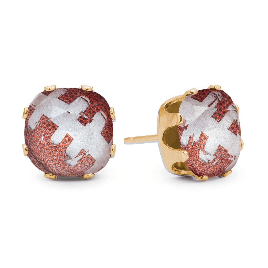 Touchdown Cushion Sterling Silver Stud Earrings - JoJo Loves You