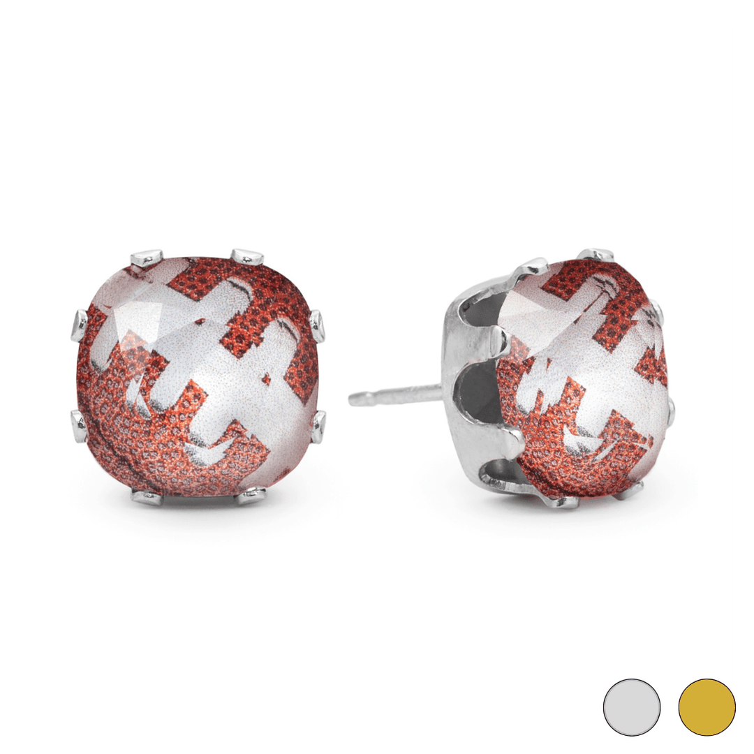 Touchdown Cushion Sterling Silver Stud Earrings - JoJo Loves You