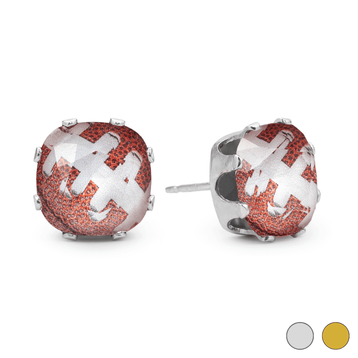 Touchdown Cushion Sterling Silver Stud Earrings - JoJo Loves You