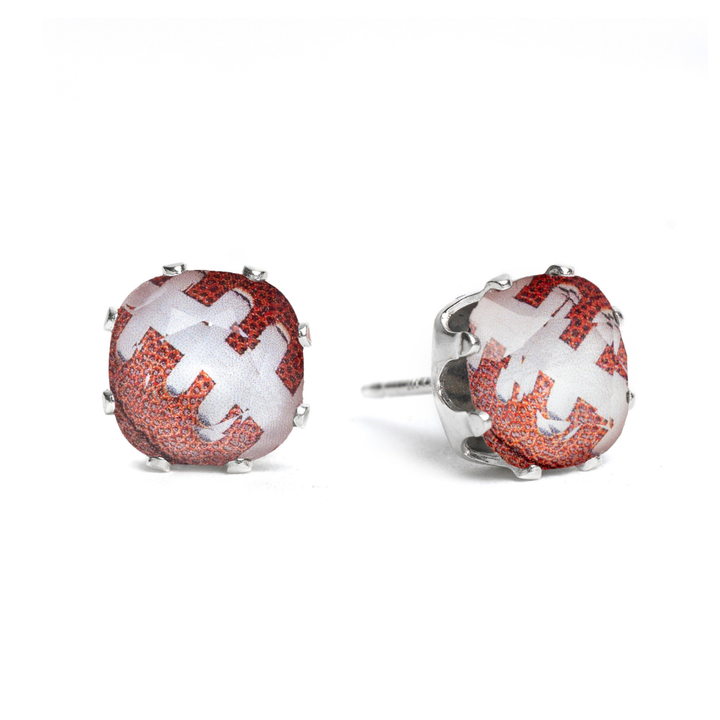Touchdown Mini Cushion Sterling Silver Stud Earrings