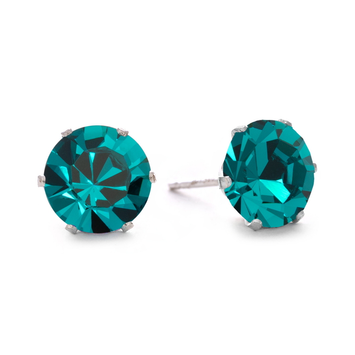 Turquoise Bling Sterling Silver Stud Earrings