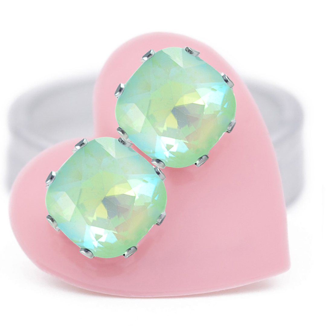 Ultra Mint Cushion Sterling Silver Stud Earrings
