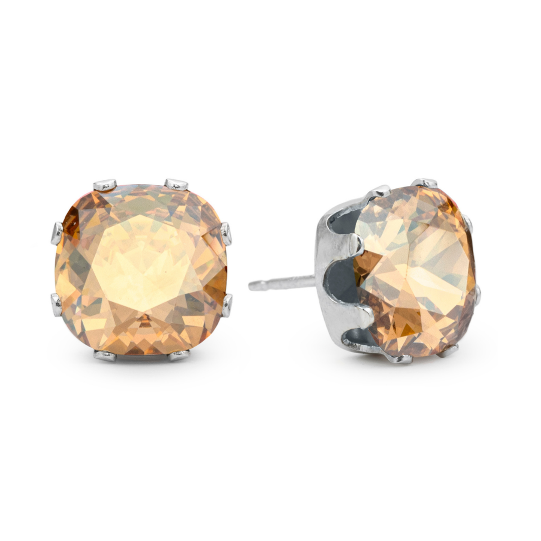 Vanilla Cushion Sterling Silver Stud Earrings