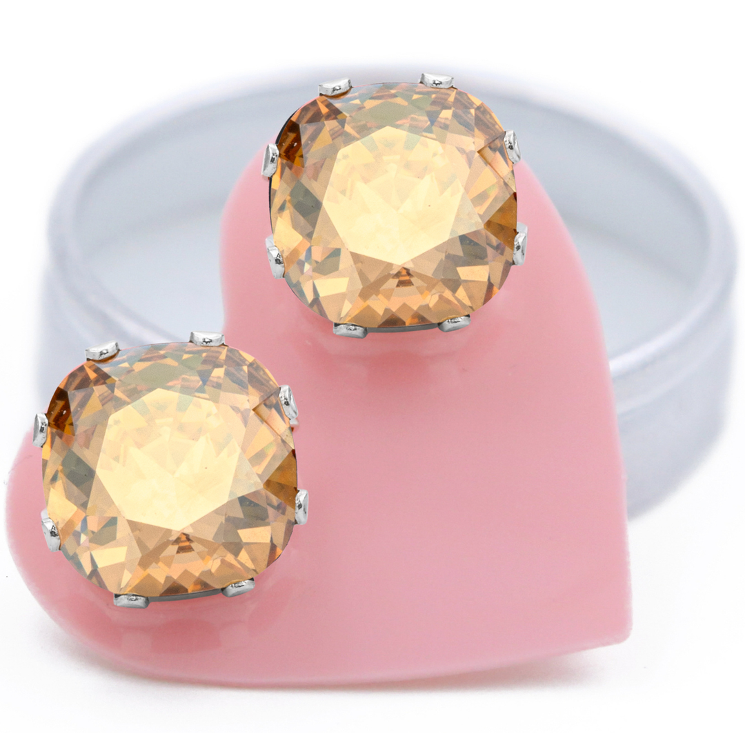 Vanilla Mega Cushion Sterling Silver Stud Earrings