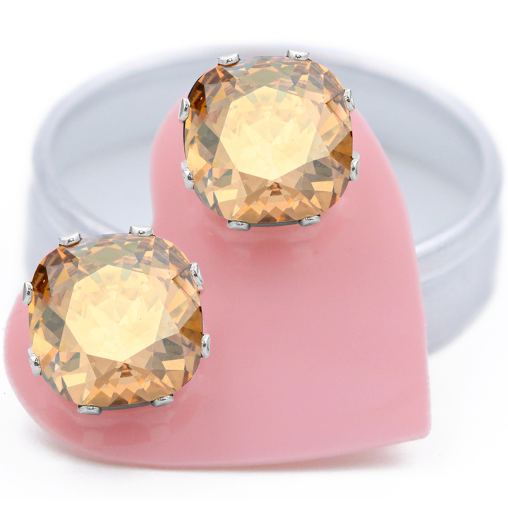 Vanilla Mega Cushion Sterling Silver Stud Earrings