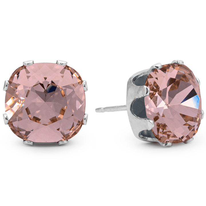 Vintage Rose Mega Cushion Sterling Silver Stud Earrings - JoJo Loves You