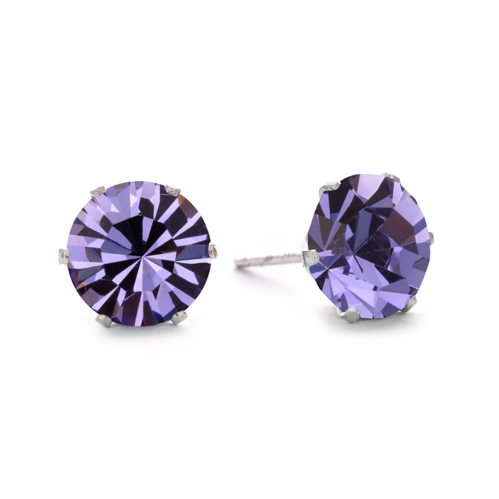 Violet Bling Sterling Silver Stud Earrings