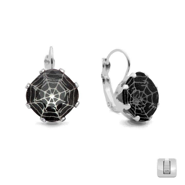 Dark Web Glow-in-the-Dark Leverback Drop Earrings