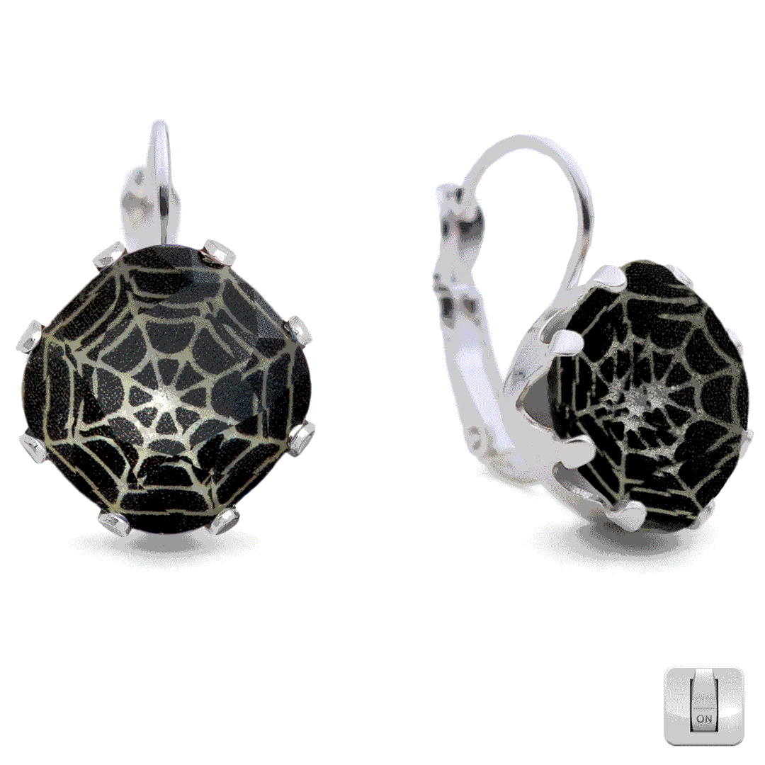 Dark Web Glow-in-the-Dark Mega Leverback Drop Earrings