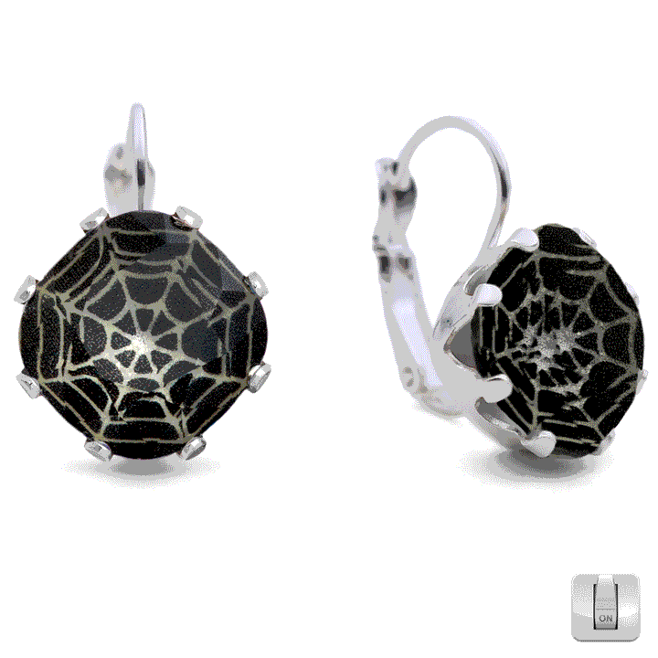 Dark Web Glow-in-the-Dark Mega Leverback Drop Earrings