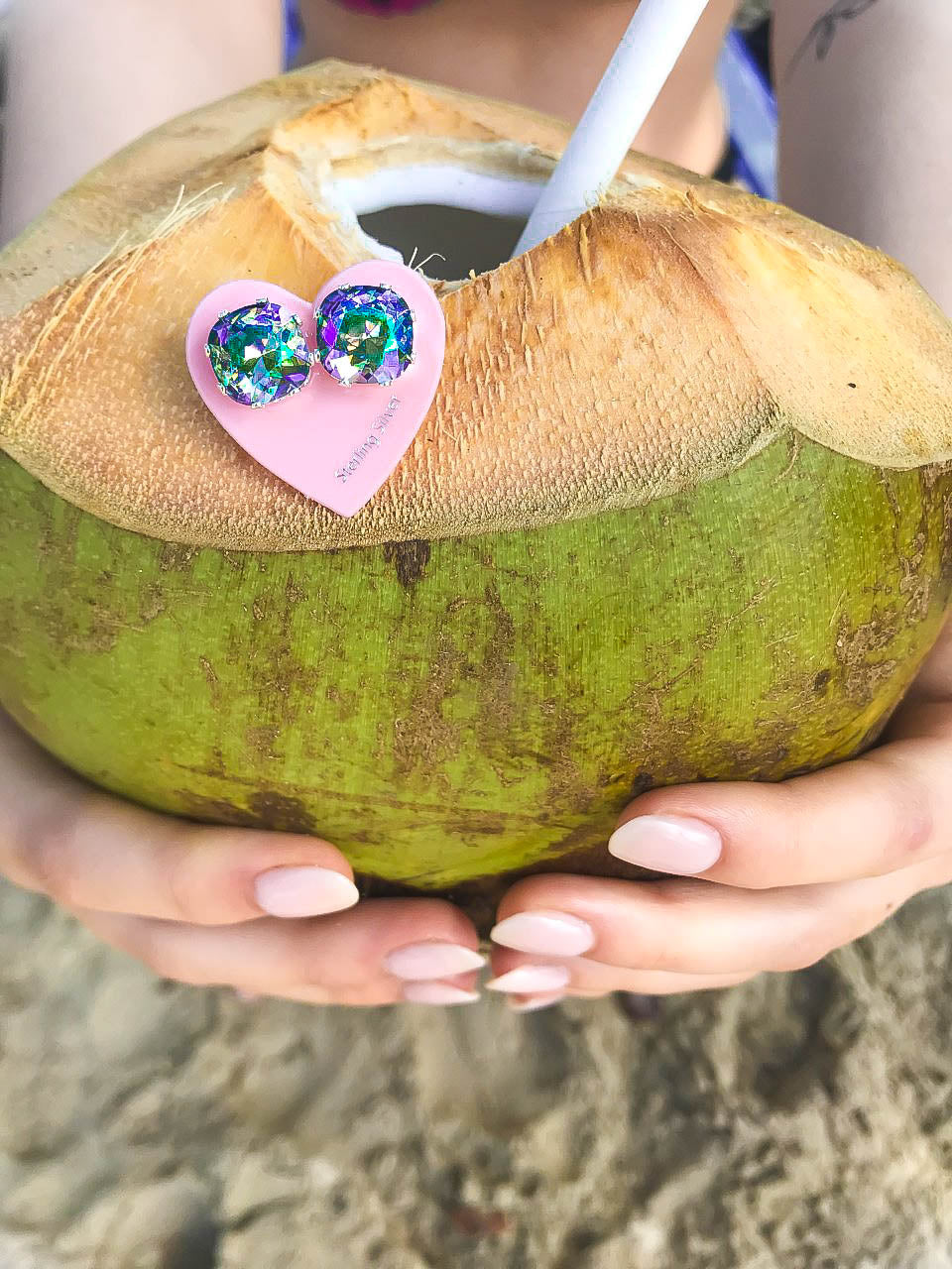 Paradise Shine Cushion Sterling Silver Stud Earrings
