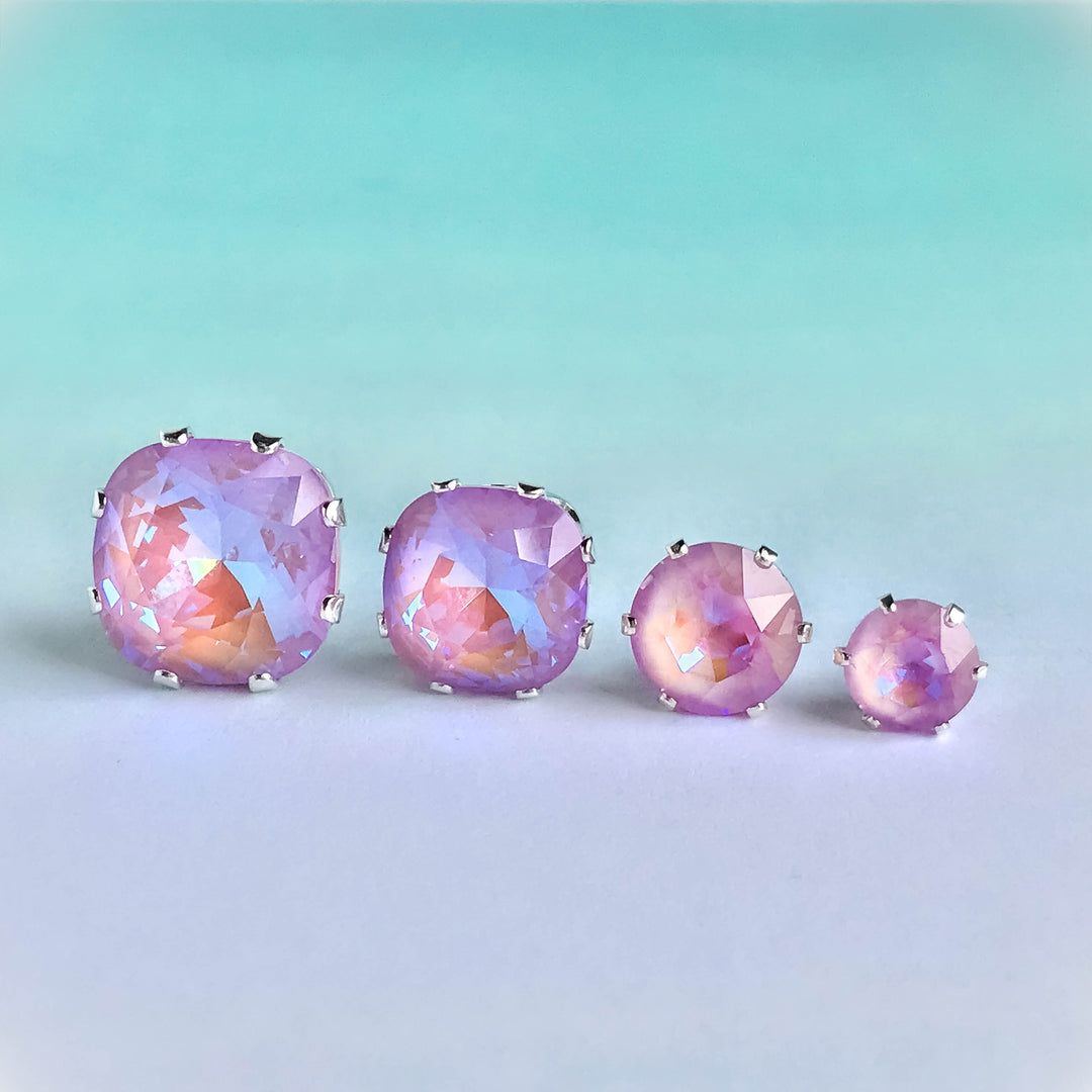 Lavish Cushion Sterling Silver Stud Earrings