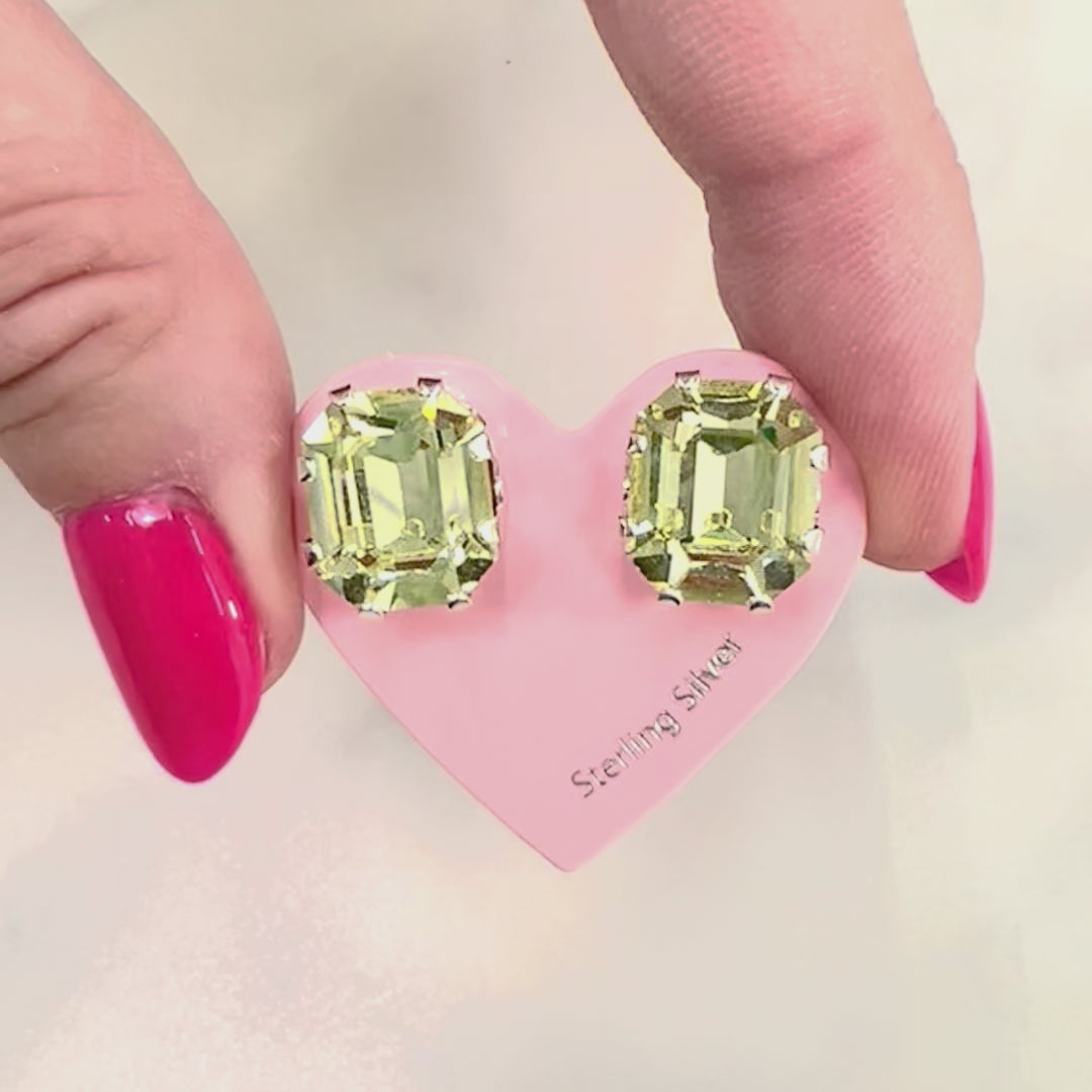VINTAGE Butter Yellow Mega Rectangle Stud Earrings