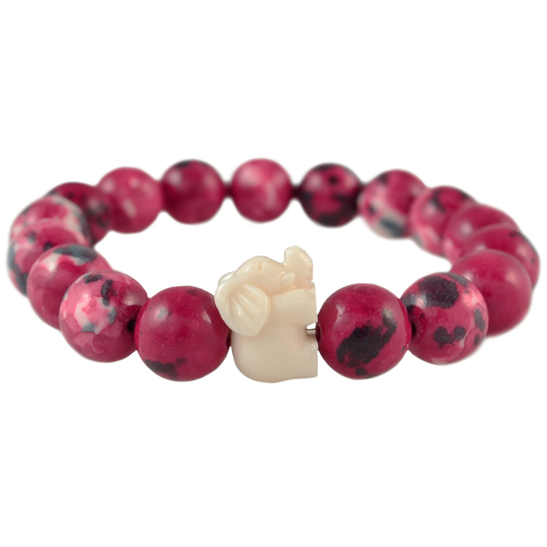 Cranberry & Cream Elephant Bracelet