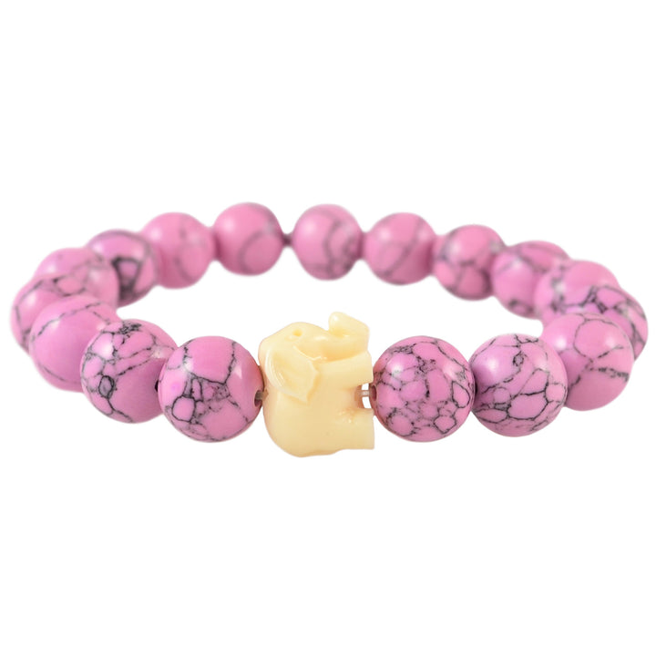 Lavender Marble & Cream Elephant Bracelet
