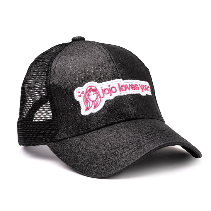 Black Sparkle Glitter Logo Hat