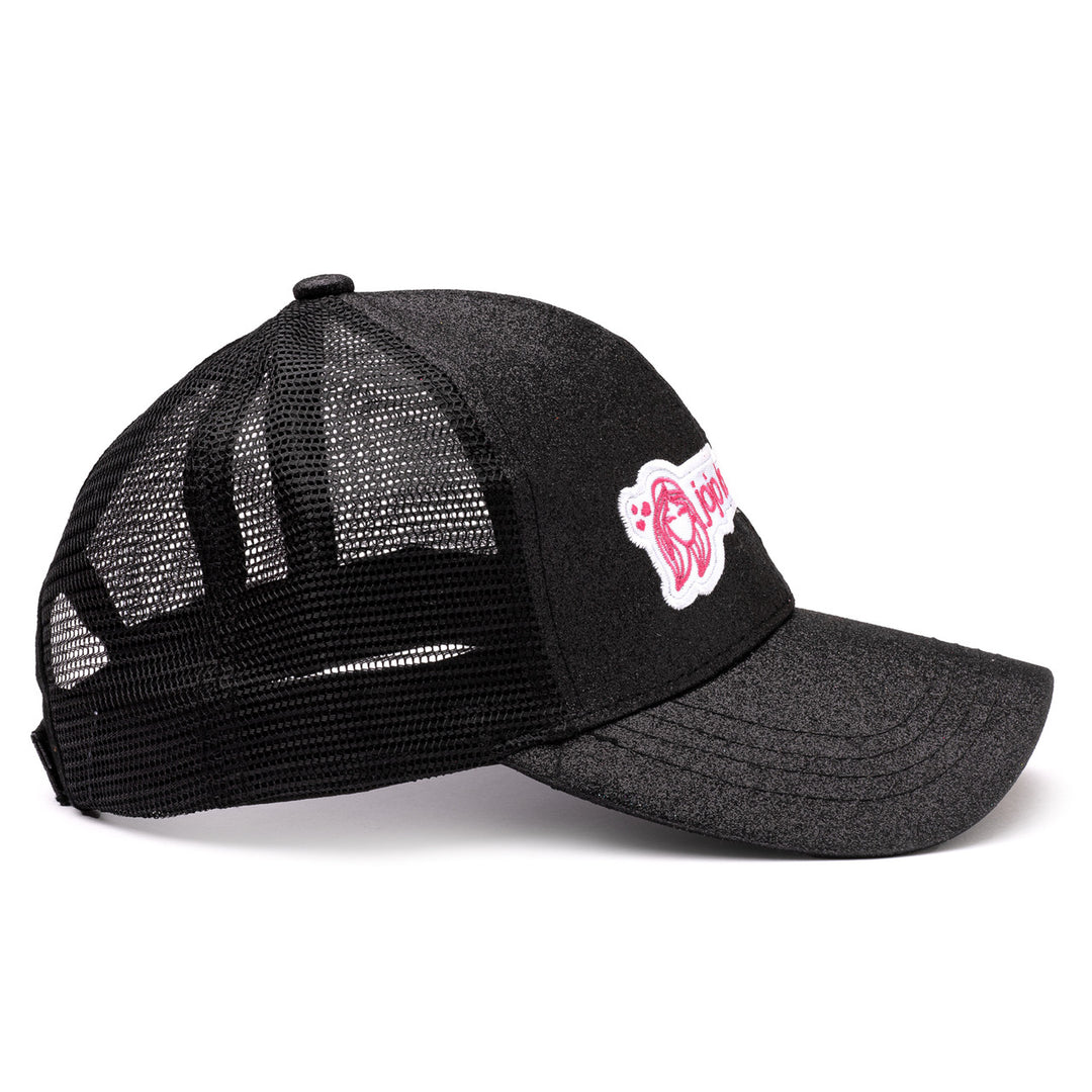 Black Sparkle Glitter Logo Hat
