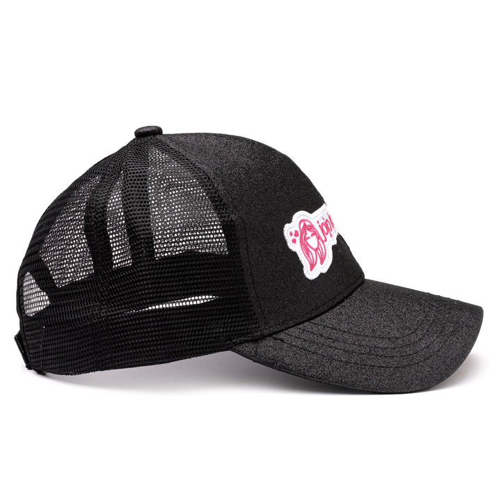 Black Sparkle Glitter Logo Hat